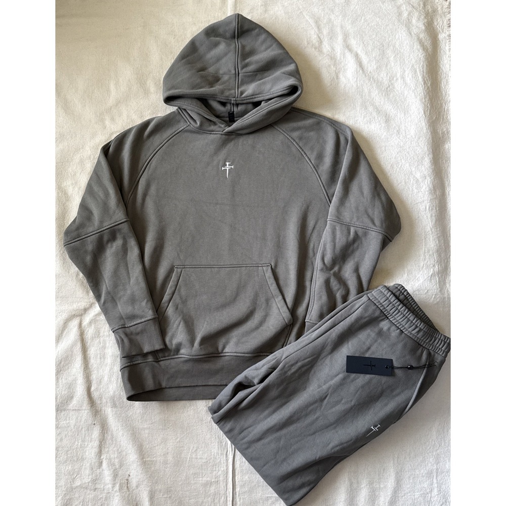 Three Nails Signature Track Suit L Sage Green Cross Logo Top & Bottom NWT